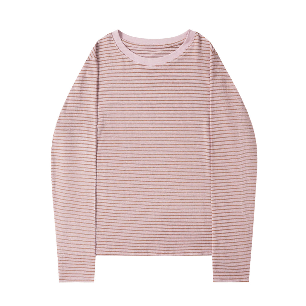 Striped Long Sleeve Round Neck T-shirt