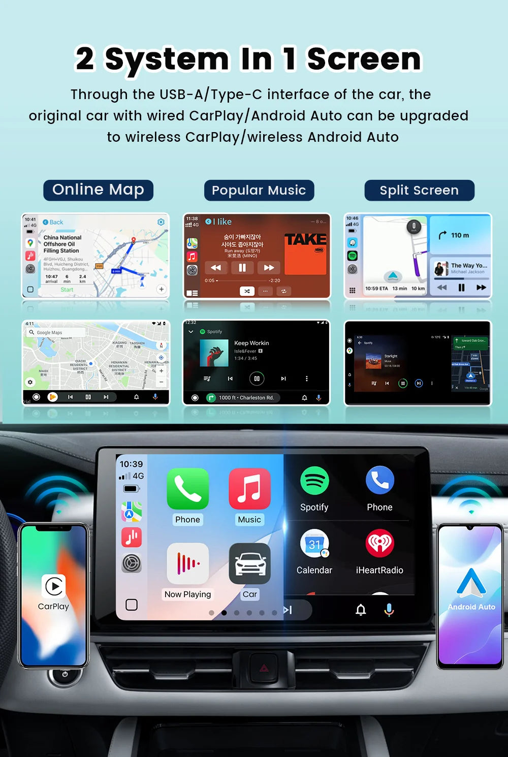 2 in 1 CarlinKit 5.0 Ultra Wireless CarPlay Android Auto Adapter 2026 New 5G Wifi Wireless Box for Car with Wired CarPlay IOS26