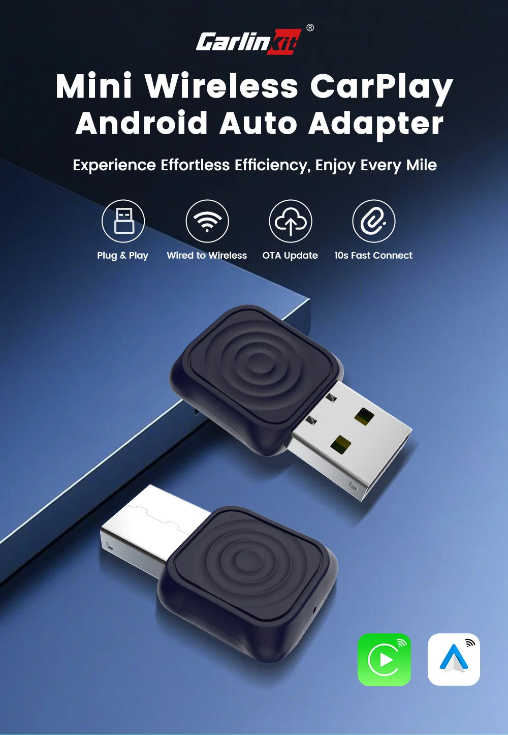 2 in 1 CarlinKit 5.0 Ultra Wireless CarPlay Android Auto Adapter 2026 New 5G Wifi Wireless Box for Car with Wired CarPlay IOS26