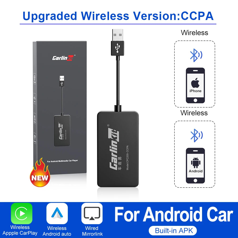 CarlinKit Wired or Wireless CarPlay Adapter USB Android Auto Dongle for Android Car Multimedia Mirrorlink Waze Spotify Autokit