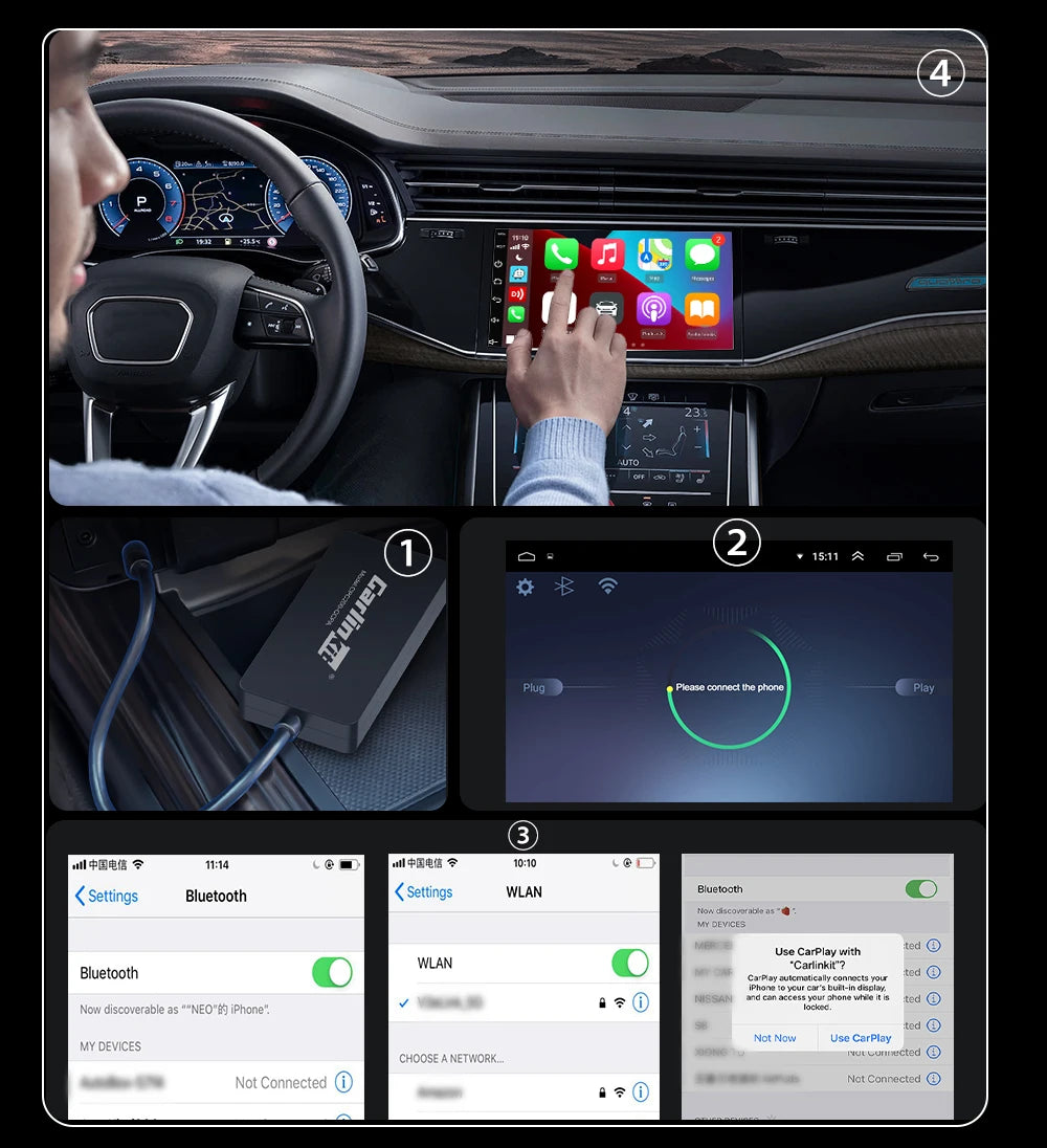 CarlinKit Wired or Wireless CarPlay Adapter USB Android Auto Dongle for Android Car Multimedia Mirrorlink Waze Spotify Autokit