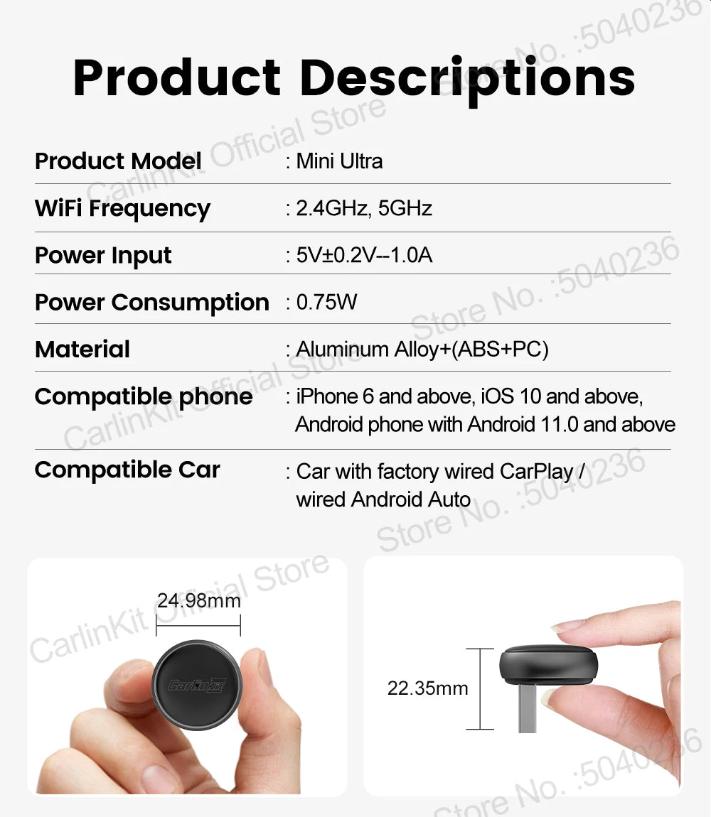 2 in 1 CarlinKit 5.0 Ultra Wireless CarPlay Android Auto Adapter 2026 New 5G Wifi Wireless Box for Car with Wired CarPlay IOS26