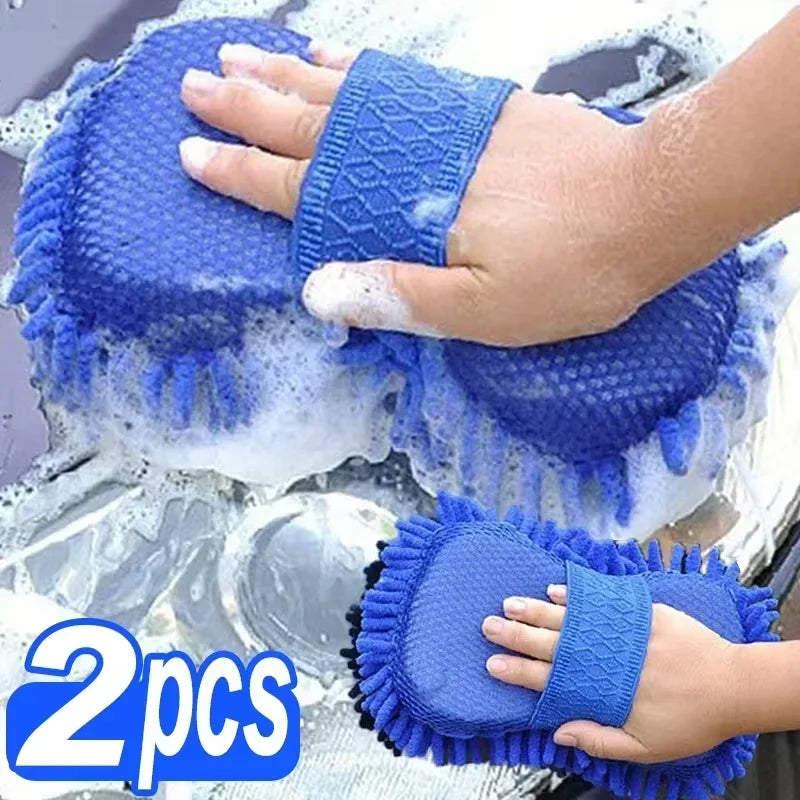 1/2Pcs Microfiber Chenille Car Wash Sponge Pad Washing Glove Towel Cleaning Kit for Car Care Styling Auto Detailing Accessories