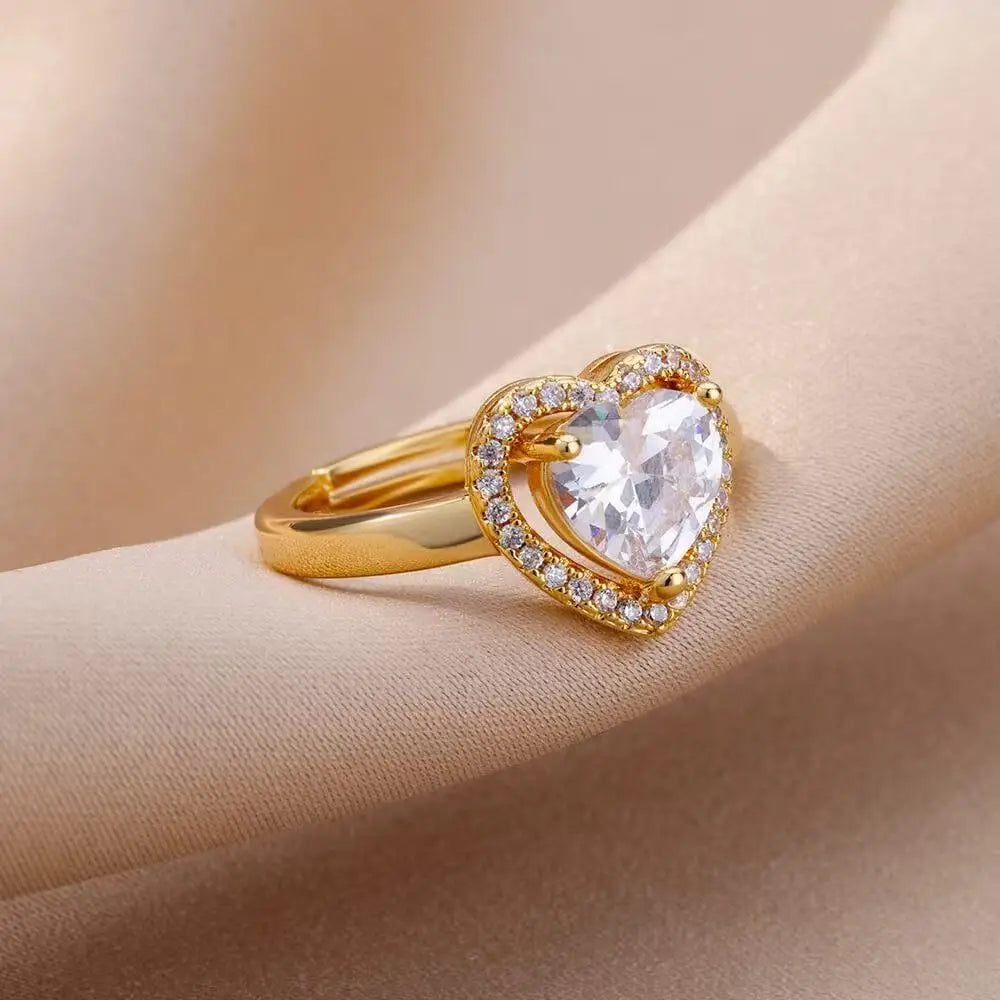 Wedding Aesthetic Jewelry Shiny Zircon Stars Men's And Women's Rings Alloy Dutan Gold Classic Ring Suitable For Men's And Women'