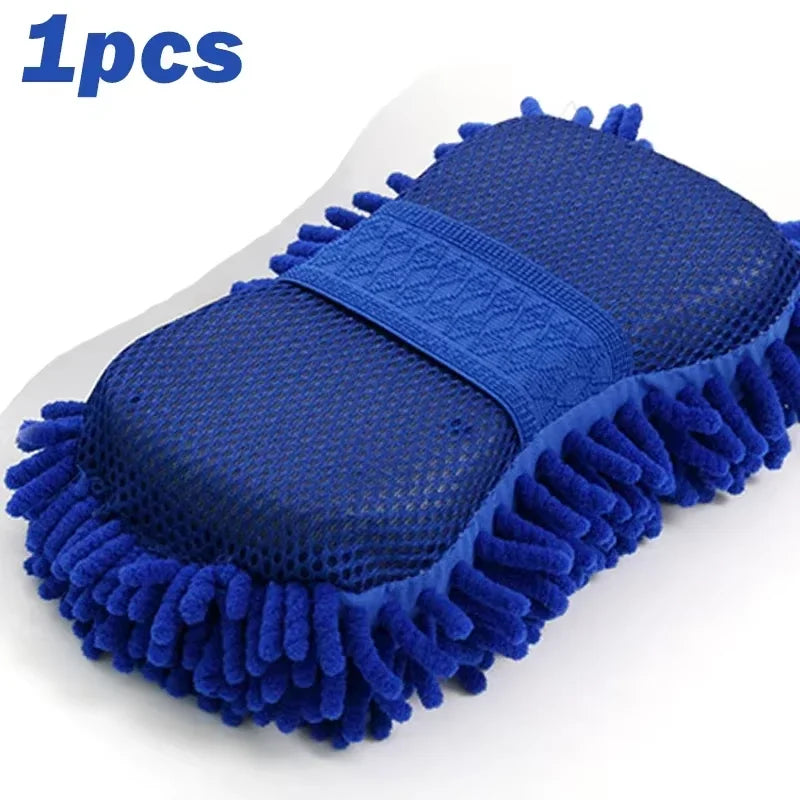 1/2Pcs Microfiber Chenille Car Wash Sponge Pad Washing Glove Towel Cleaning Kit for Car Care Styling Auto Detailing Accessories