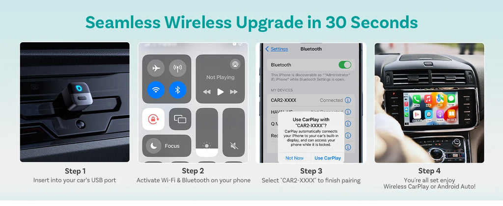 OTTOCAST Mini Pico 2in1 Wireless CarPlay Wireless Android Auto Adapter Wifi 6.0 Plug and Play Dongle for 98% of the Cars