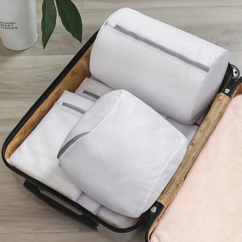 1pc Mesh Shoe Laundry Bag with Zipper, Durable Washing Bag for Sneakers Bras Delicates, Travel & Home Storage Organizer