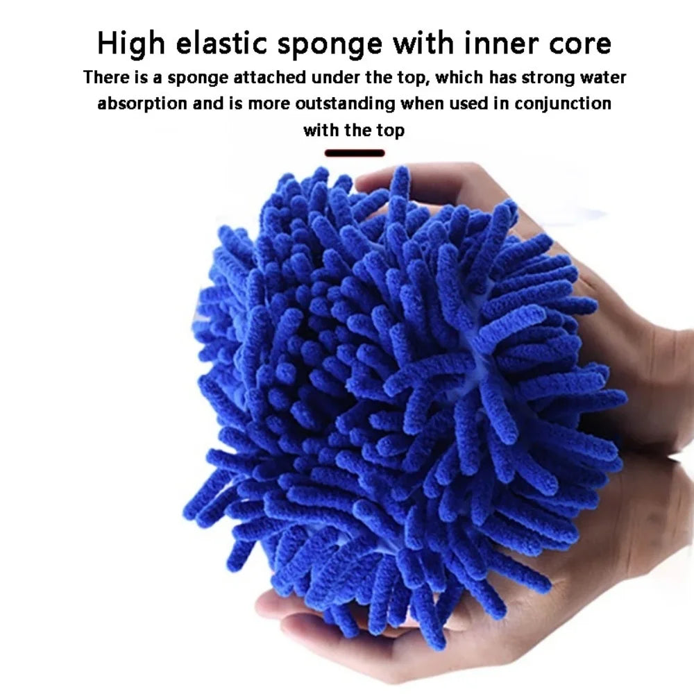 1/2Pcs Microfiber Chenille Car Wash Sponge Pad Washing Glove Towel Cleaning Kit for Car Care Styling Auto Detailing Accessories