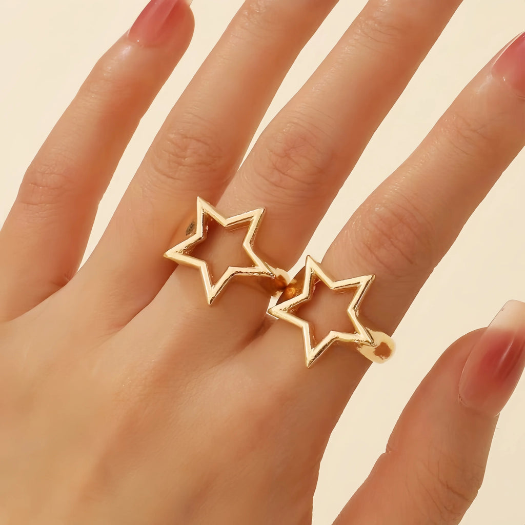Wedding Aesthetic Jewelry Shiny Zircon Stars Men's And Women's Rings Alloy Dutan Gold Classic Ring Suitable For Men's And Women'