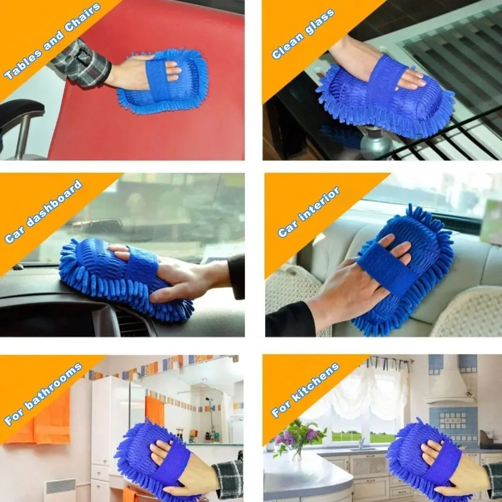 1/2Pcs Microfiber Chenille Car Wash Sponge Pad Washing Glove Towel Cleaning Kit for Car Care Styling Auto Detailing Accessories
