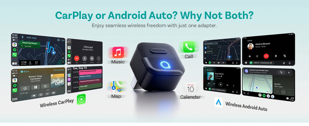 OTTOCAST Mini Pico 2in1 Wireless CarPlay Wireless Android Auto Adapter Wifi 6.0 Plug and Play Dongle for 98% of the Cars