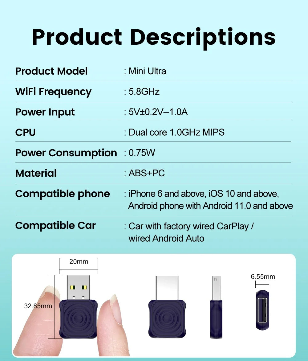 2 in 1 CarlinKit 5.0 Ultra Wireless CarPlay Android Auto Adapter 2026 New 5G Wifi Wireless Box for Car with Wired CarPlay IOS26