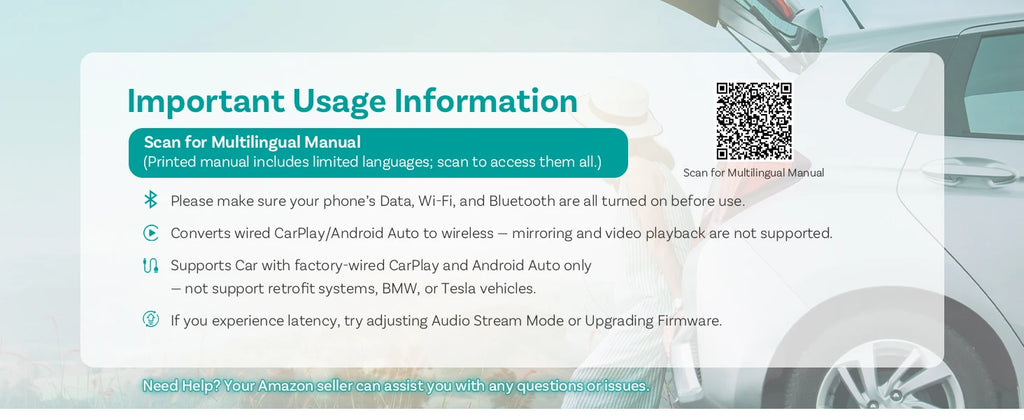 OTTOCAST Mini Pico 2in1 Wireless CarPlay Wireless Android Auto Adapter Wifi 6.0 Plug and Play Dongle for 98% of the Cars
