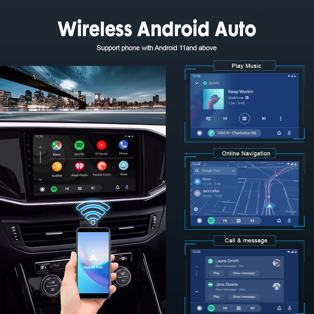 CarlinKit Wired or Wireless CarPlay Adapter USB Android Auto Dongle for Android Car Multimedia Mirrorlink Waze Spotify Autokit