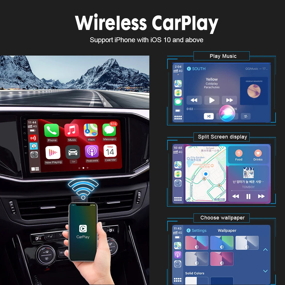 CarlinKit Wired or Wireless CarPlay Adapter USB Android Auto Dongle for Android Car Multimedia Mirrorlink Waze Spotify Autokit
