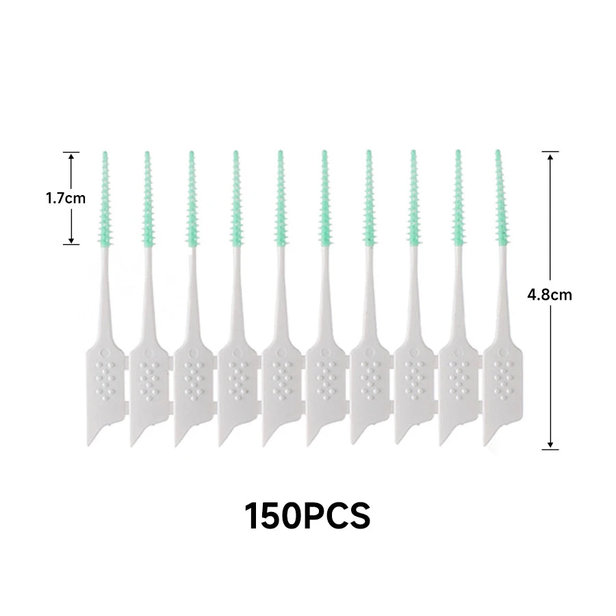 150Pcs/box Interdental Brush Soft Rubber Teeth Cleaning Tools Dental Cleaning Between Teeth Toothbrush Oral Hygiene Care Tools-