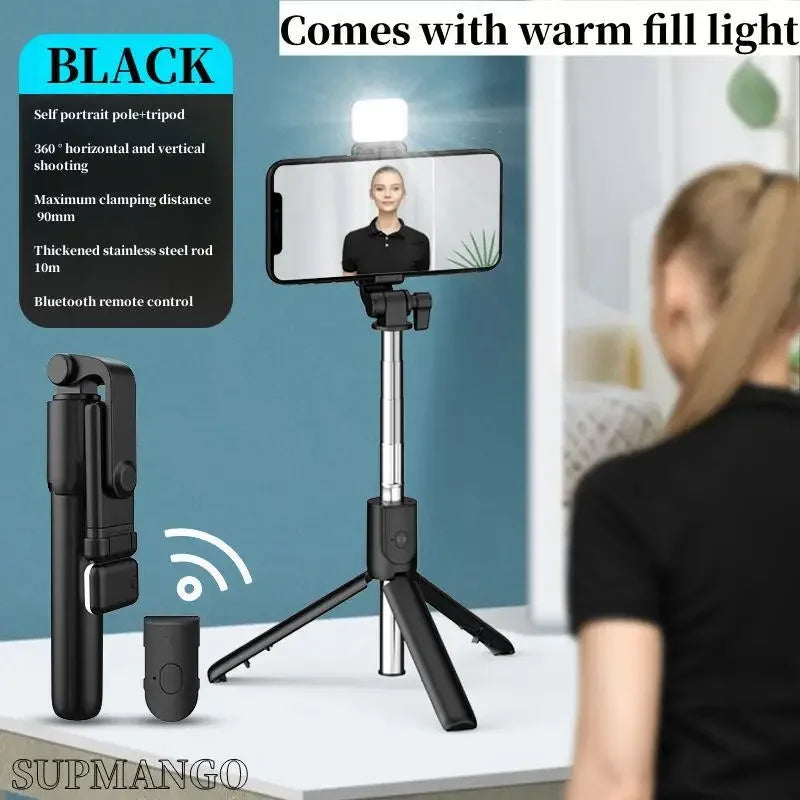 360 Rotation Selfie Stick Tripod Toneof Multi Mode Retractable Camera Pole Mini Cell Phone Selfie Artifact Material