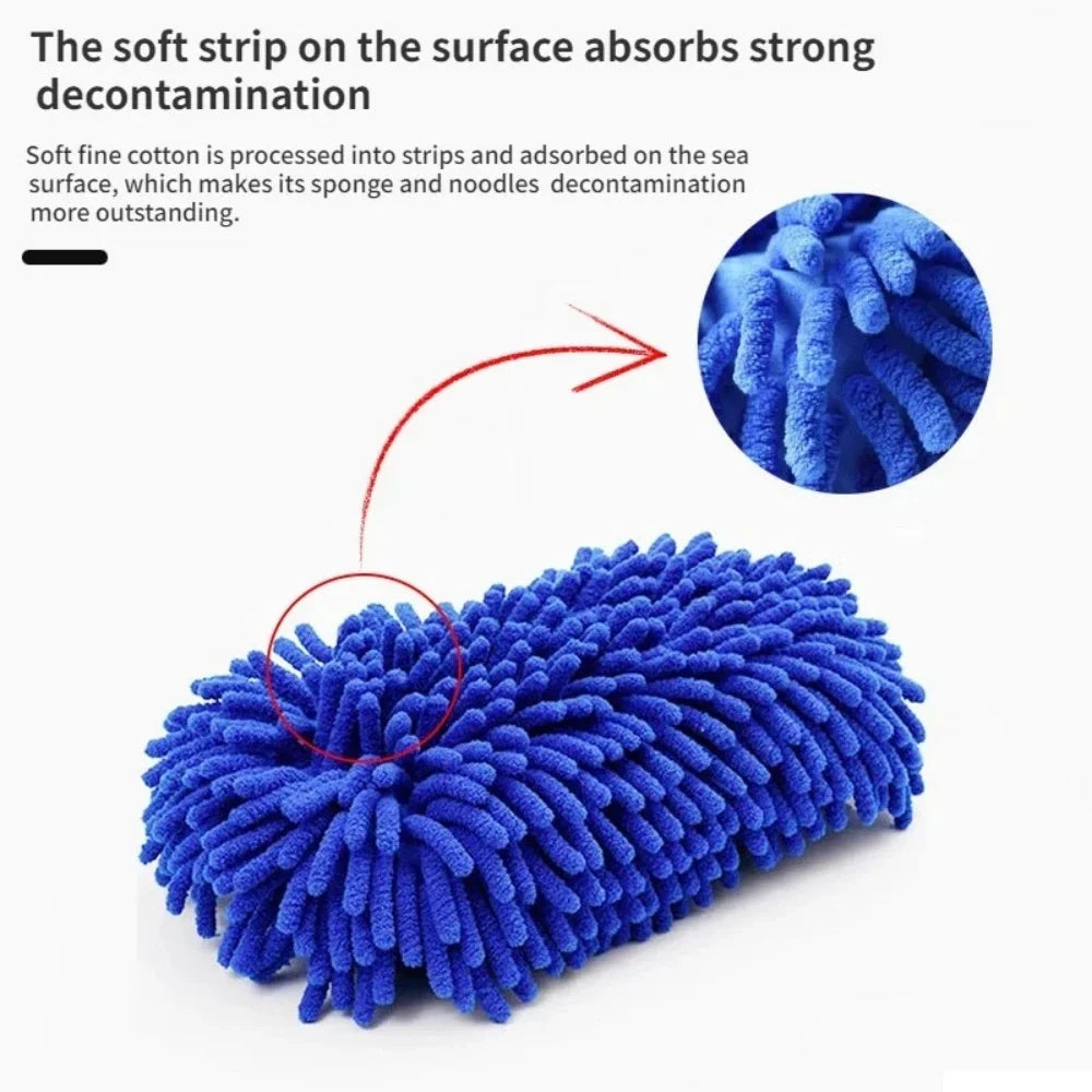 1/2Pcs Microfiber Chenille Car Wash Sponge Pad Washing Glove Towel Cleaning Kit for Car Care Styling Auto Detailing Accessories